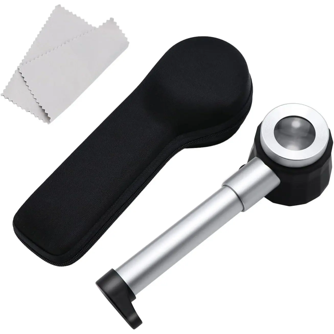 10X Pocket  Loupe with LED Light Measuring Scale Optical Glass Lens | 10X Optical Lens, with LED Light & Measuring Scale,  Handle, Storage Case & Lens Cloth, for   Inspection