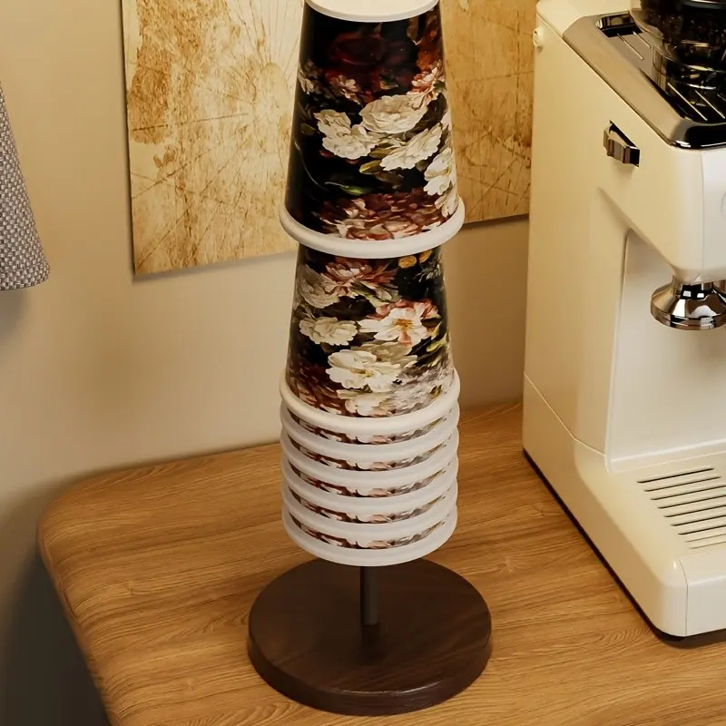 Convenient Disposable Cup Holder, Plastic Material, Wood Grain Design, Ideal for Home, Office, Bathroom, Café, Party Use
