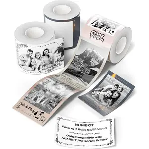3 Roll Labels Only for B1 Pro/B2 Pro/B21 Pro Label Maker, Grayscale and Red & Black Label Paper Set for Business/Handmade/House/School/Office