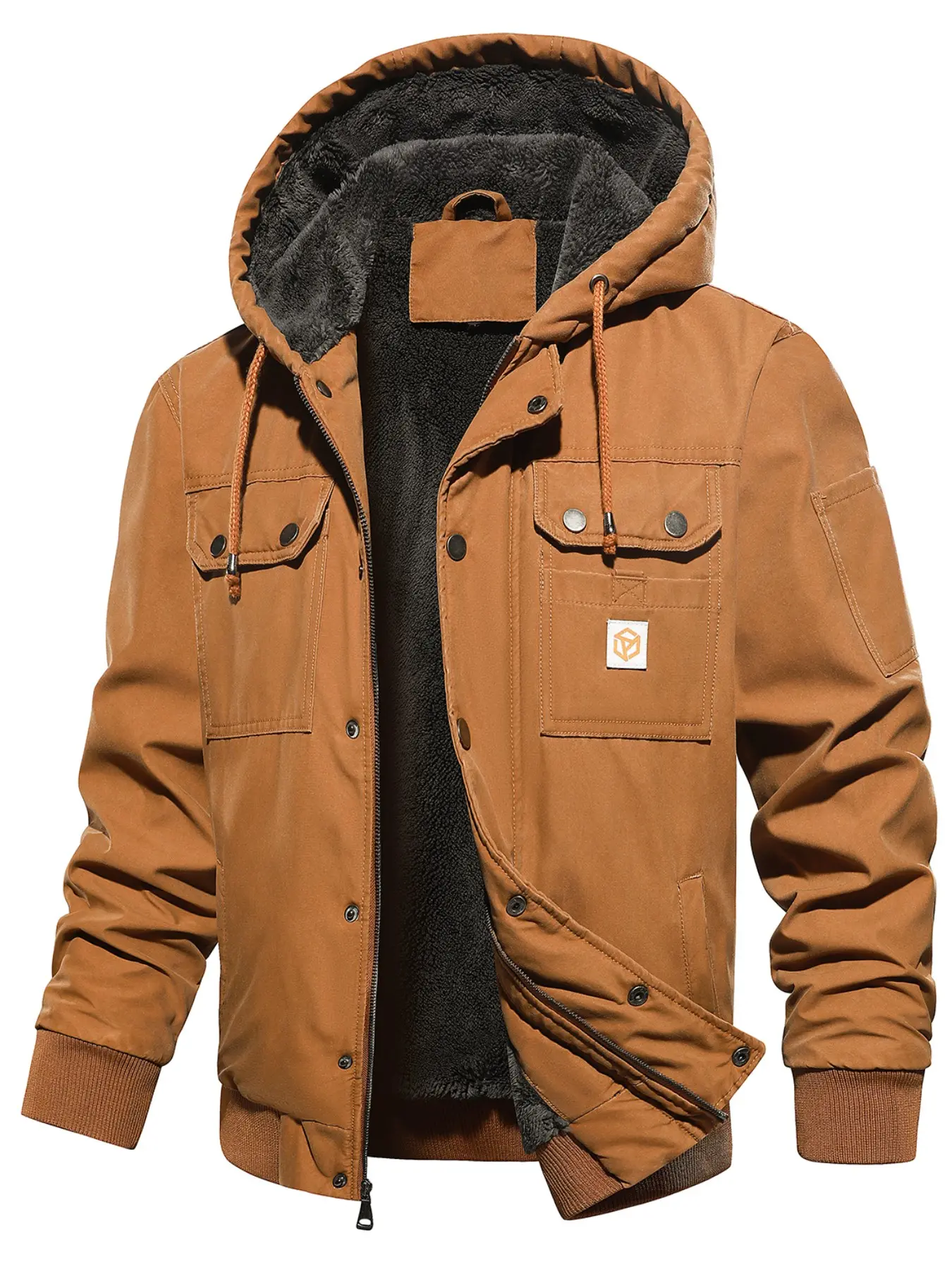 Men's Jacket, Fleece Lined Winter Coat, Warm Comfortable Outerwear, Fashion Casual Men's Clothing, Outdoor Work Jacket, Long Sleeve, Loose Fit