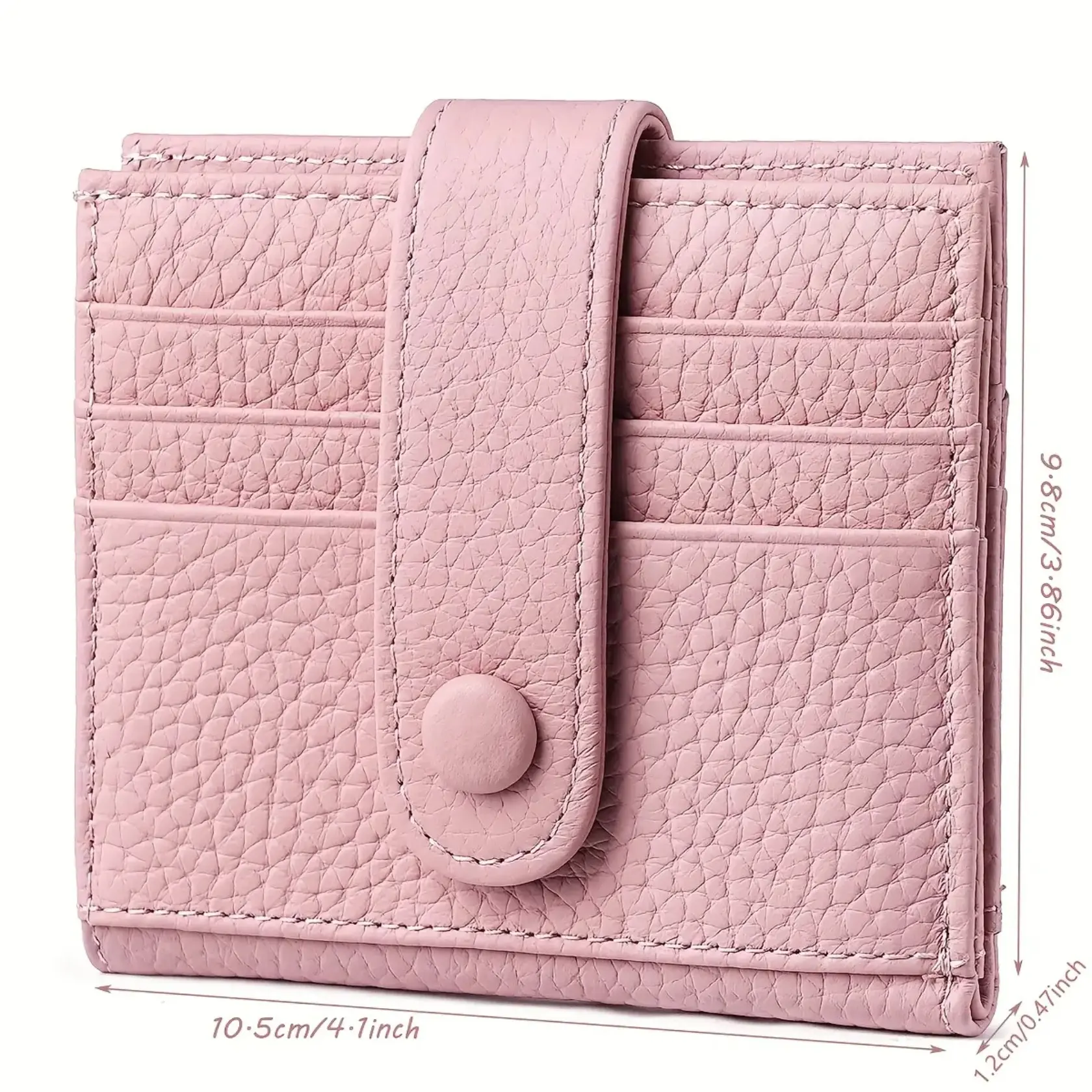 Women's First-Layer Cowhide & PU Compact Lightweight Wallet - Anti-Skimming Tech, Multiple Card Slots, Japanese-Korean Style Clasp+Zip, 10.5cm x 9.8cm Flap Compartmentalized Wallet for Women, Cute, Close-Fold, Casual, Dainty, Wallets For Women, Cute Women