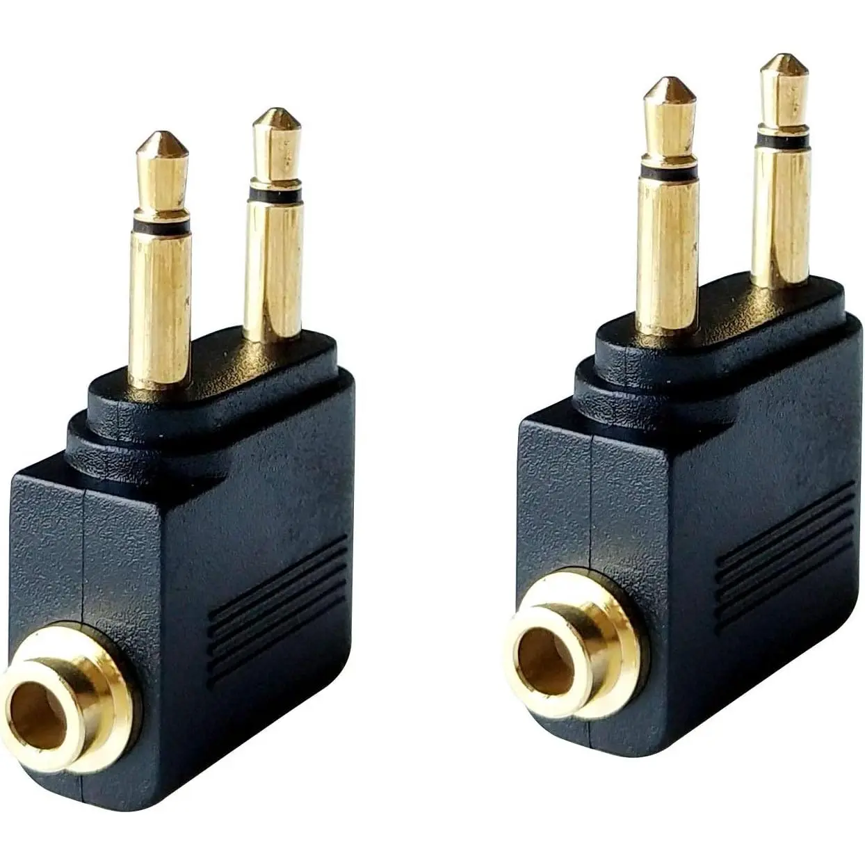 3.5mm Male to 3.5mm Female Airplane Headphone Adapter  Plated (2 Pack)