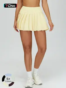 Cross-Border Nude Feel Fake Two-Piece Pleated Short Skirt, Anti-Slip Tennis Skirt, Outdoor Running Fitness Yoga Shorts