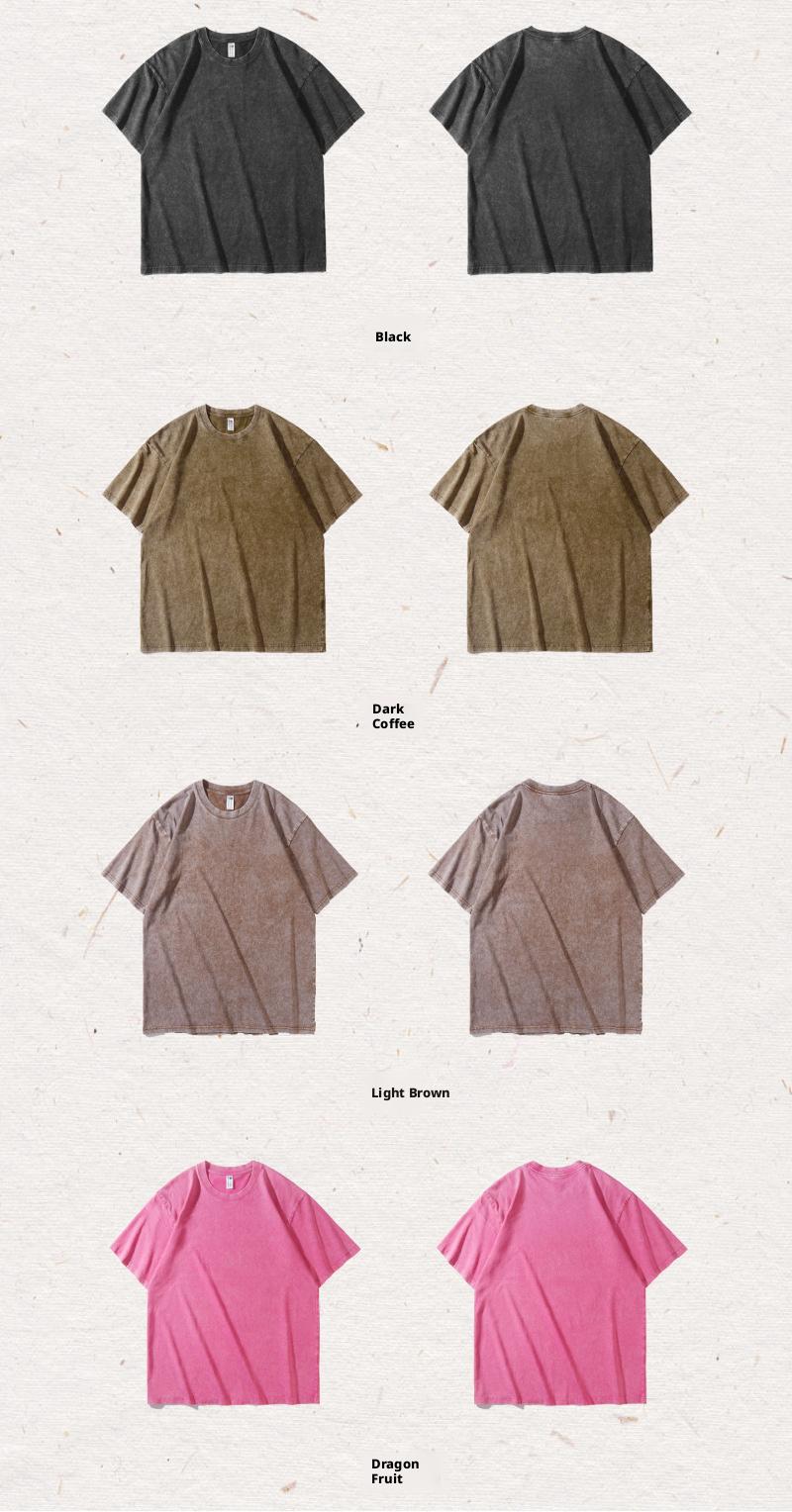 Oversized T-shirts for Men Gym Vintage Heavyweight T-shirts Cotton Workout Acid Wash Baggy Tees Half Short Sleeve Summer Top Casual Loose Fit Solid Streetwear Comfortable Tees