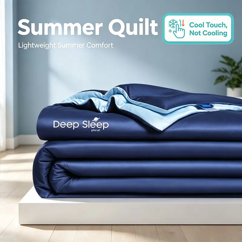 Silky Soft Lightweight Summer Rest Comforter, Dual Tone Cool Touch Fabric, Air Permeable Thin Bed Quilt for Daily Naps & Indoor Relax