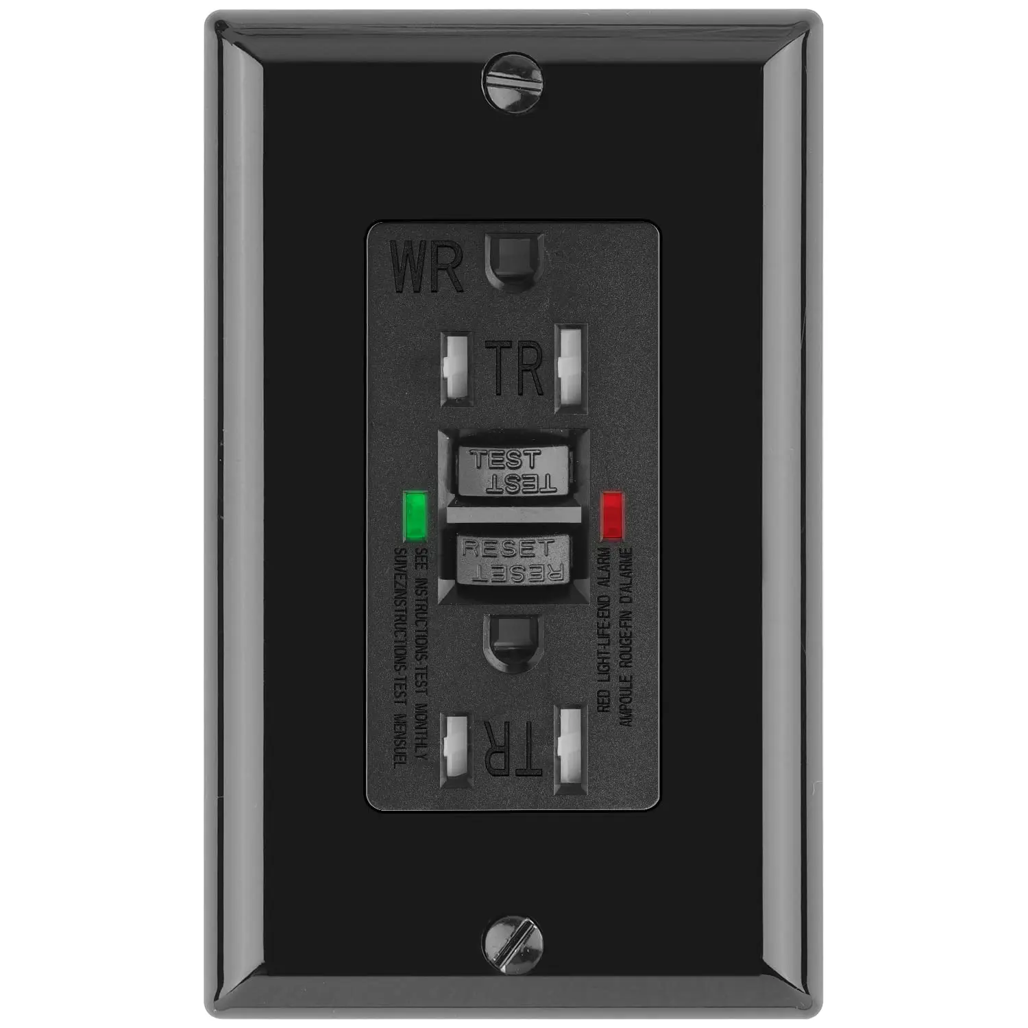 GFCI Outlet 15 Amp, Self-Test, Tamper Resistant, LED