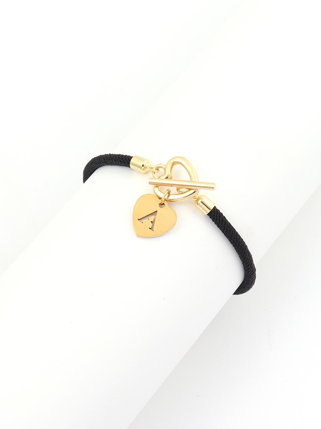 Heart & Letter Design Charm Bracelet, Adjustable Rope Bracelet for Women & Girls, Elegant All-match Fashion Jewelry for Daily Decor, Fashion Modern Accessories