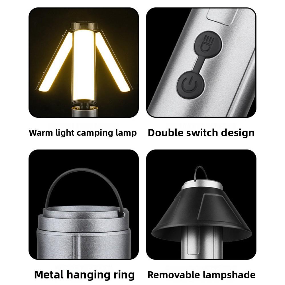 Outdoor multifunctional telescopic folding camping light 270 ° adjustable led lighting light with hook warm ambient light