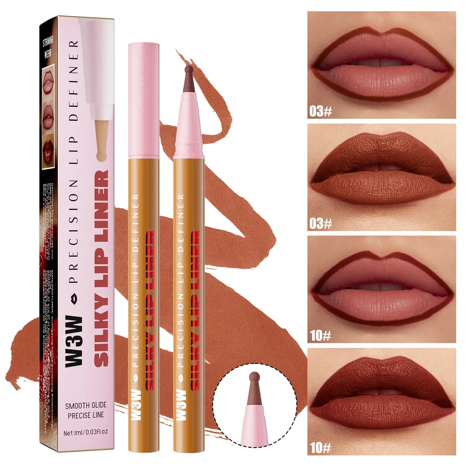 Senmu Liquid Lip Liner, Natural 3D Definition, Long-Lasting Waterproof, Non-Stain, Makeup Tool, Perfect for All-Day Wear
