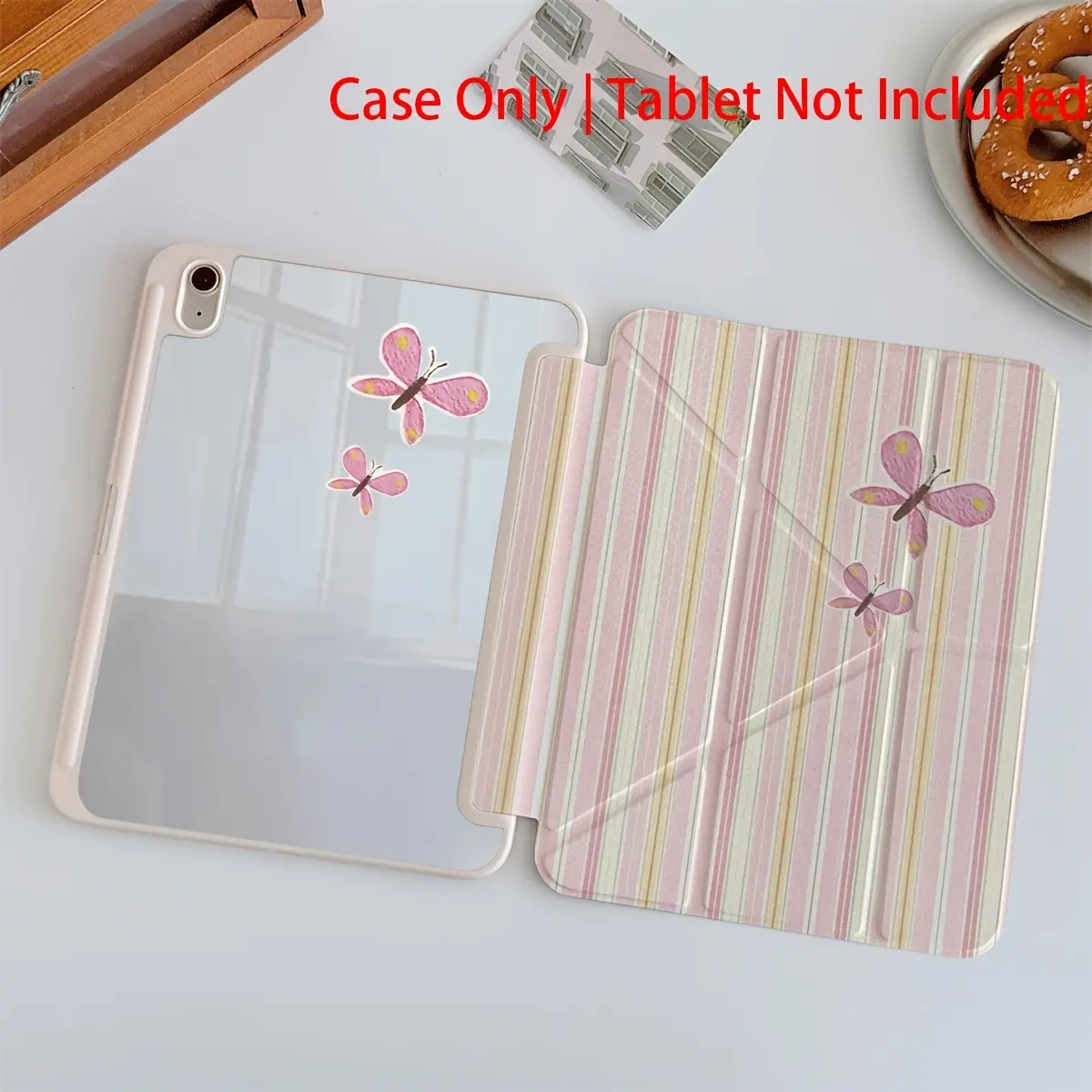 Butterfly stripe pattern Protective Folio Tablet Cases with Pen Holder, iPad Accessories, compatible with Pro11/10th/Air 2/iPad (8th Gen)/iPad Air 4/5/iPad Pro 11/iPad 10th Gen 10.9-inch 2022/iPad Air 13(M3 2025)/iPad Air 11