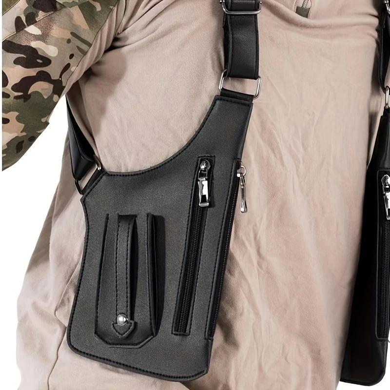 Adjustable Underarm Backpack for Men and Women Anti-theft Hidden Storage Premium Leather Lightweight Pocket Waist Bag Bumbag-MM with Side Pouch