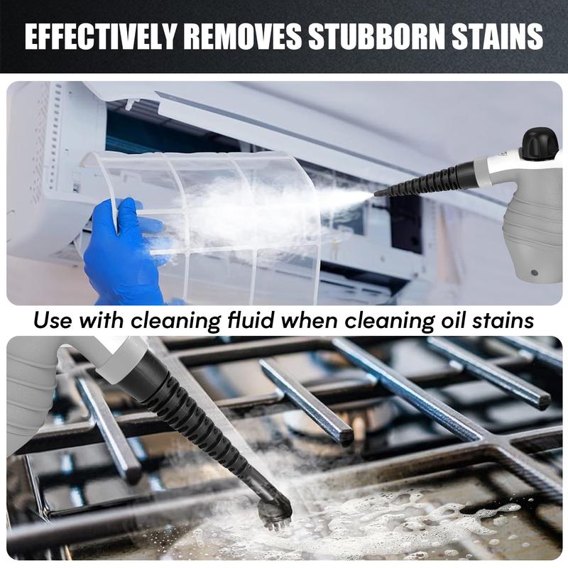 Pressurized Handheld Steam Cleaner, 1 Count Multi-purpose Steamer for Home Use with 9 Attachments To Remove Tough Stains on Car, Upholstery, Grout, Stovetop Handheld Steam Cleaning