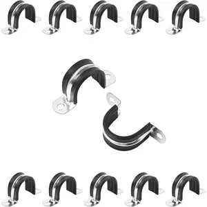 Reinforced Rigid Pipe Strap, 2 Holes U Bracket Cable Clamp Hanger, Rubber Cushioned Insulated Clamp, Conduits Strap Clamps for Pipe Fixing on Various Surfaces, 10