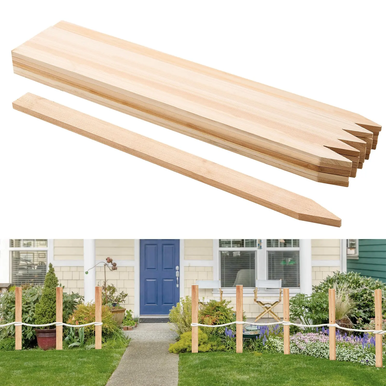 VEVOR Wooden Garden Stakes, 25 Pcs 36x 0.5x1.5 in Survey Grading Stakes, Garden Ground Stake with Sharp Point, Fir Wood Plant Support Stake, Sign Posts for Silt Fence Backyard Boundaries Baselines