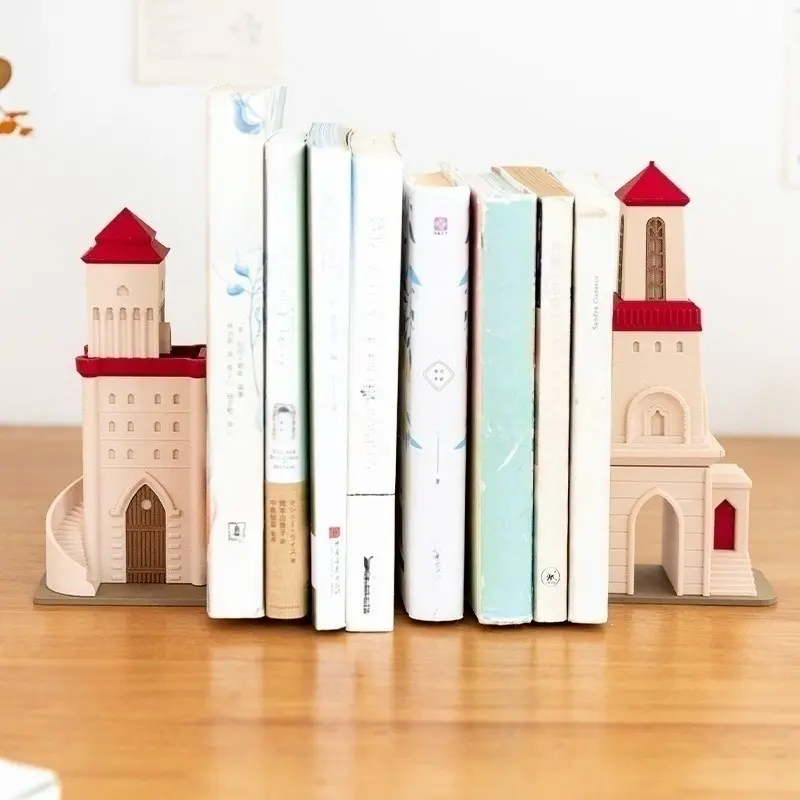 1 Pack Castle Decor Bookend, Nordic Style Creative Book Organizer, Suitable For Office, Home Student Desk Book Storage, Must-Have Desktop Organizer, Bookshelf Desktop Room Decor, Back To School Supplies, College Dorm Decor Birthday Gift