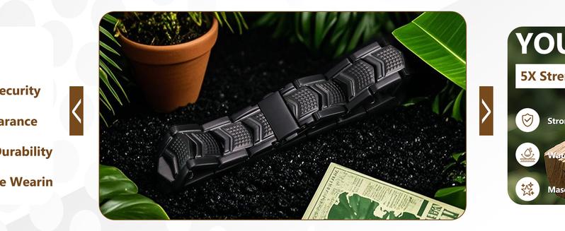 Jecanori Magnetic Bracelets for Men 3X Strength, Titanium Steel Bracelets with 3800 Gauss Neodymium Magnets