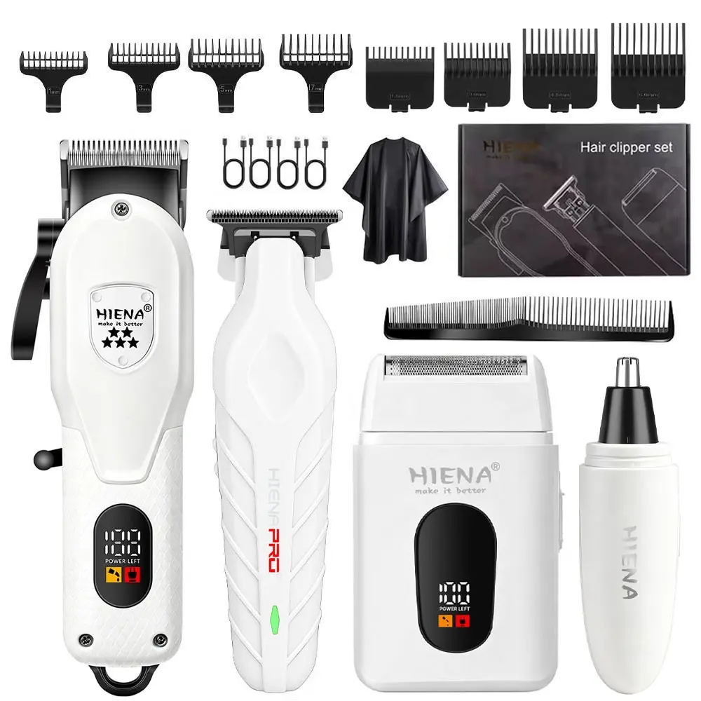 Men's professional hair clipper, wireless hair clipper with storage box, electric grooming set suitable for home and hair salon use, with LED battery display, men's birthday gift
