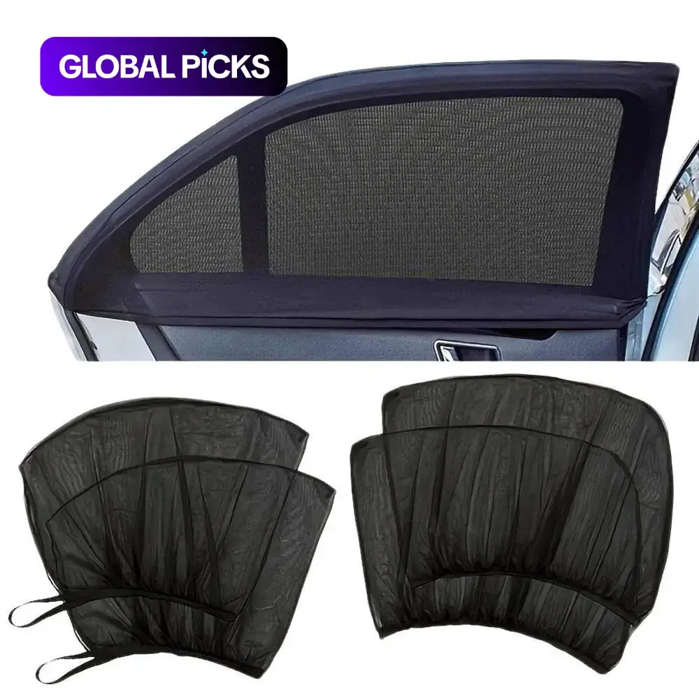 Car Window Sunshade Set (4 Pieces), UV Protection Privacy Screen, Breathable Mesh Material, Fits Most Vehicles: Suv, Truck, Cargo Van, Sun Shades For Car Windows