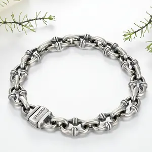 Xiru's new horseshoe ring buckle bracelet, Guochao style diamond pestle buckle geometric bamboo simple thick bracelet