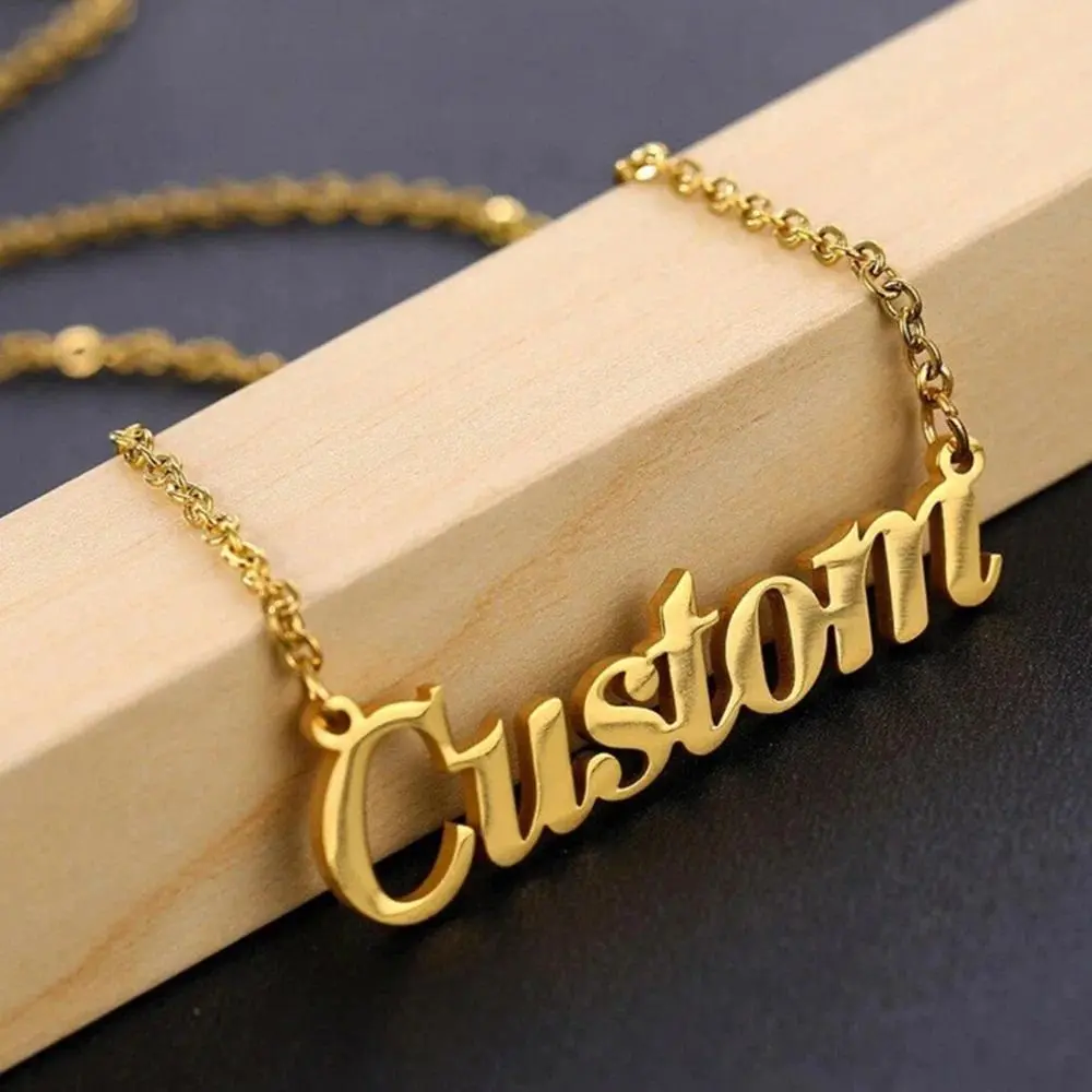 Custom Name Necklace, Personalized Stainless Steel Letter Pendant, Simple Minimalist Style for Unisex Wear, Initial Necklaces, Crystal Metal, Everyday Use, Personal Name
