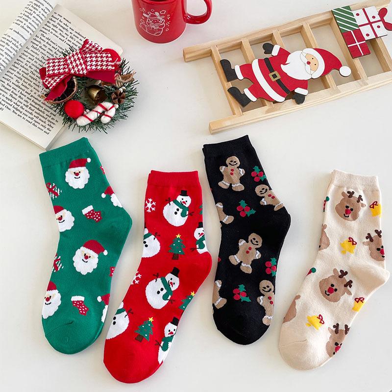 4pack Christmas stockings - Men's and women's mid-calf socks with cute cartoon designs, trendy long socks for Instagram. 4pack Christmas stockings - Men's and women's mid-calf socks with cute cartoon designs, trendy long socks for Instagram.