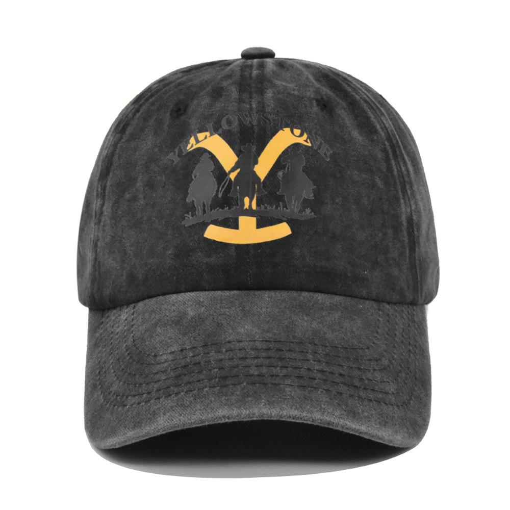 Cross-border European and American Y-print baseball cap, YELLOWSTONE embroidered duckbill cap, washed and distressed curved brim Yellowstone cap