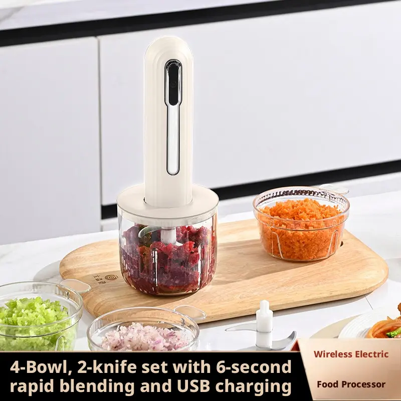 Home-use wireless electric meat grinder, multifunctional kitchen food processor, garlic masher, small meat mincer, baby food maker