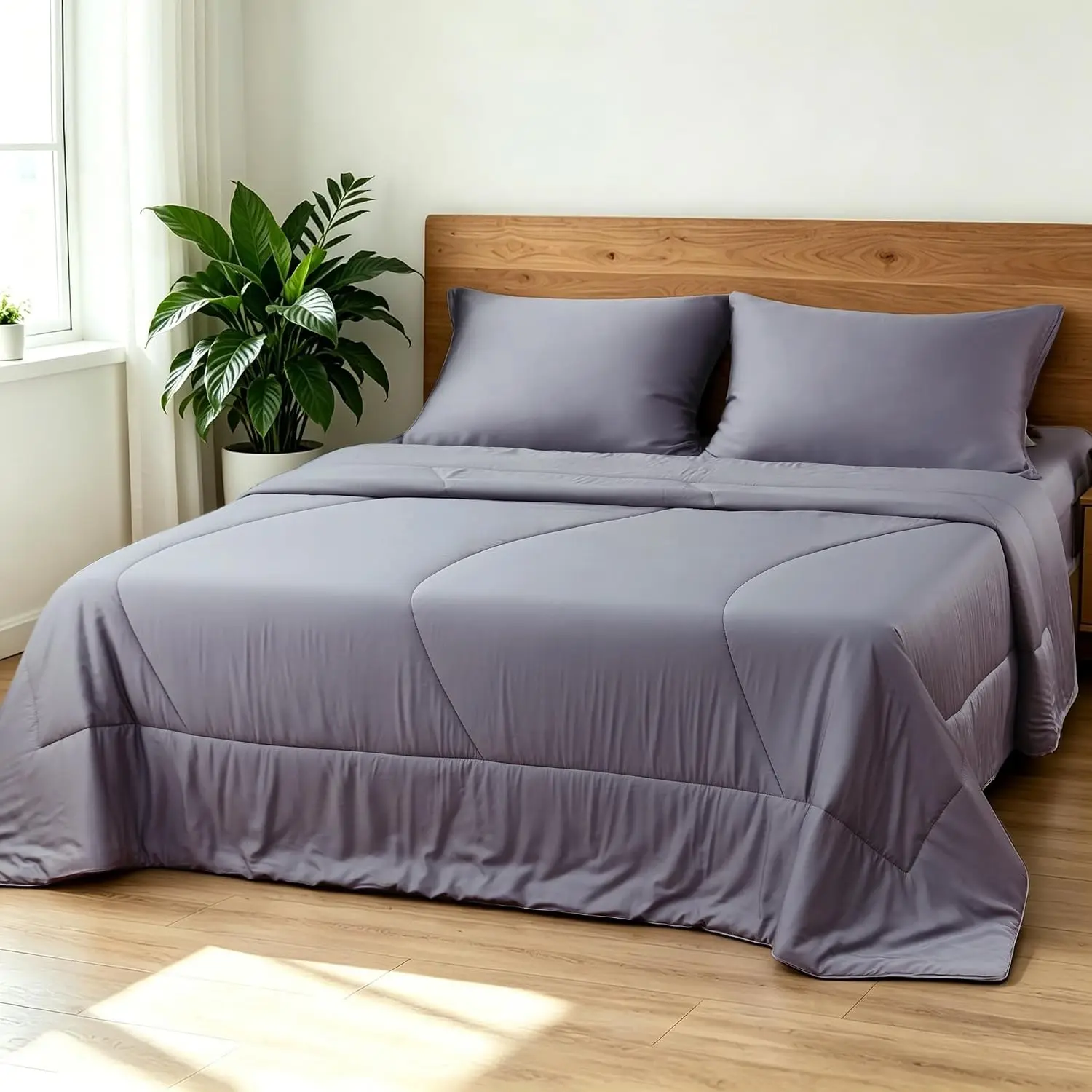 Bamboo Viscose Summer Comforter/Blanket Queen Size- Ultra Soft & Breathable Comfort - Perfect Medium Weight for Snuggling Without Overheating - Stay Cool & Cozy All Night