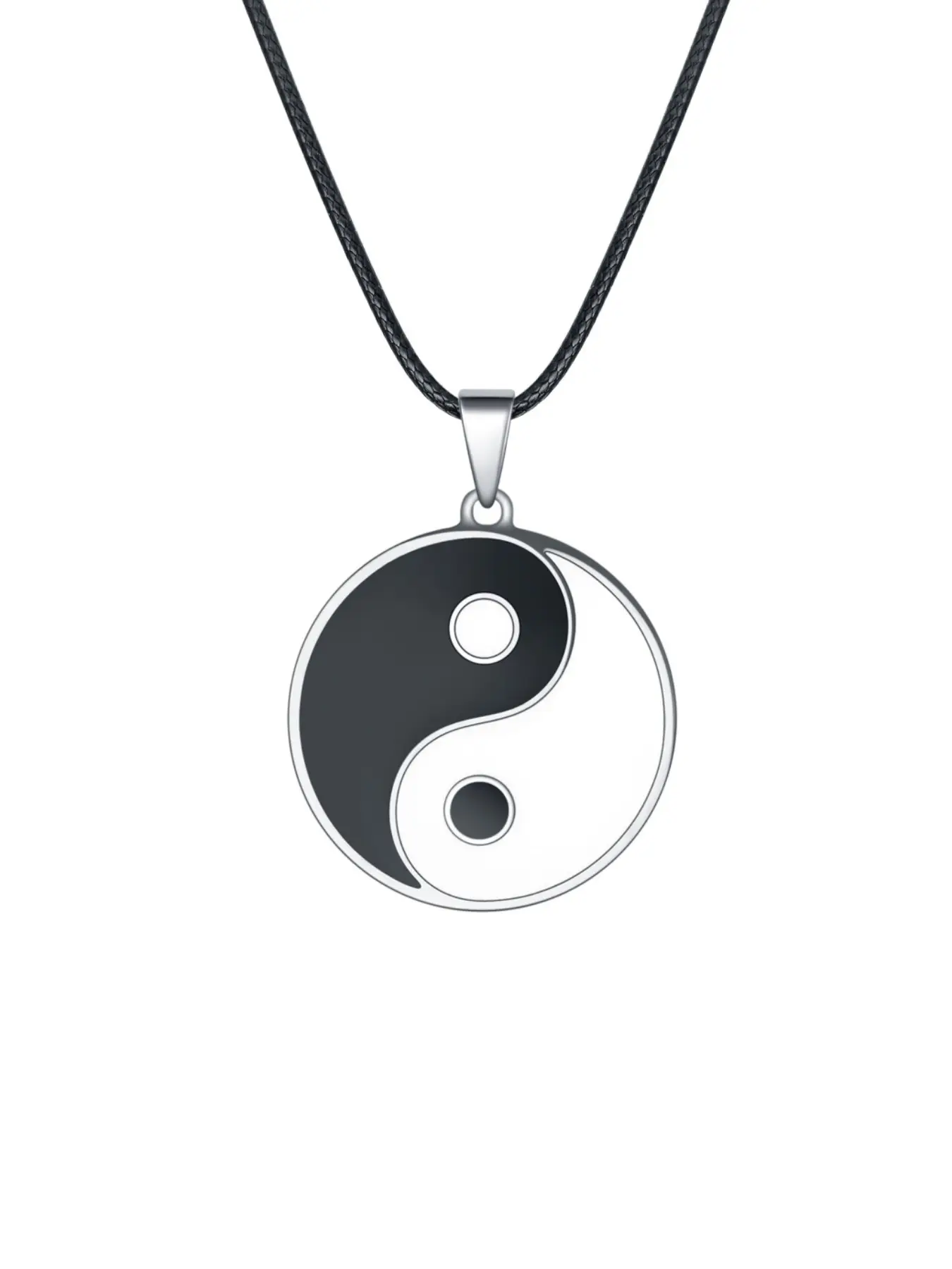 Yin Yang Necklace Stainless Steel Pendant Adjustable Cord Tai Chi Cultural Symbol Unisex Vintage Chinese Philosophy Gift for Him Her Durability