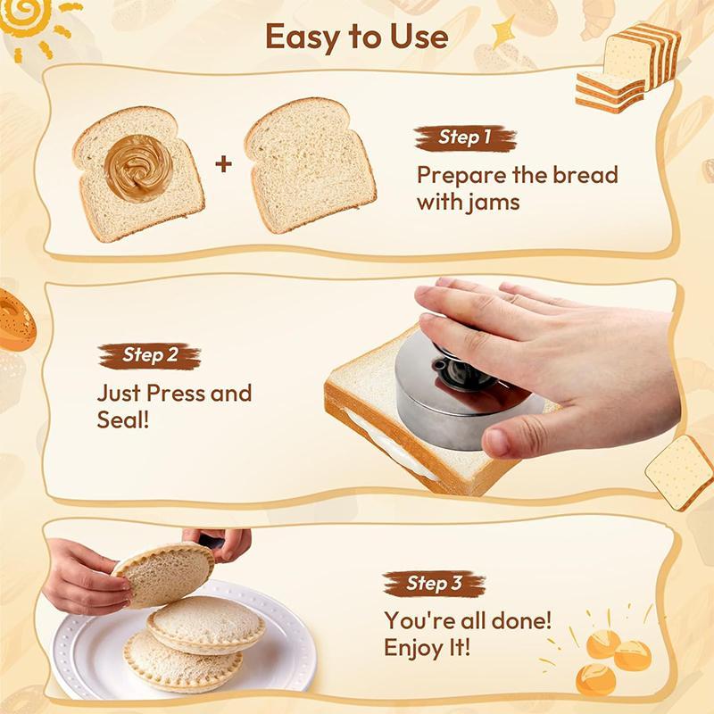 Stainless Steel Sandwich Cutter, 1 Count Baking Cutter and Sealer, Food-grade Sandwich Maker, Cookie Cutters, Baking Utensils, Baking Tools