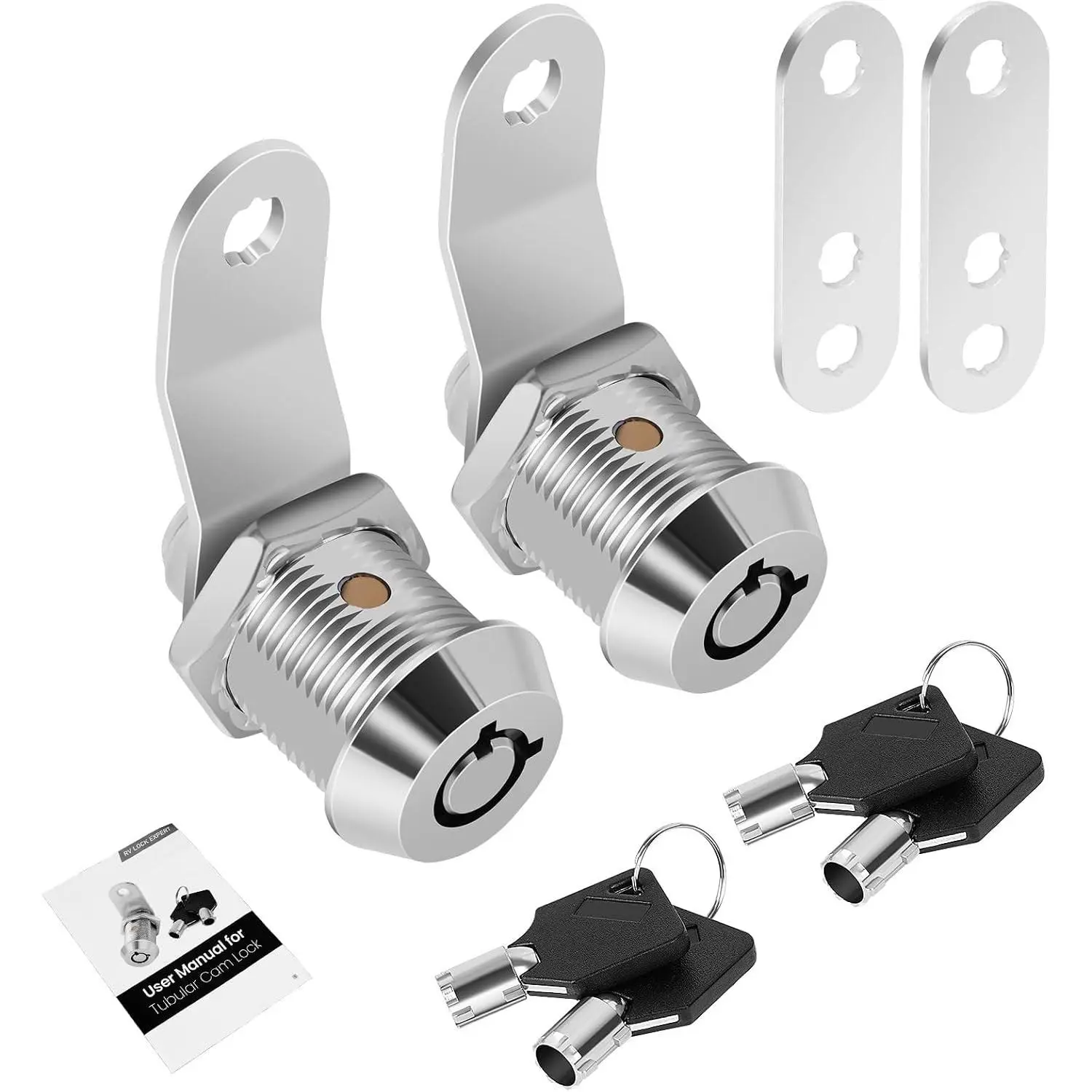 2 Pack Tool Box Lock with Keys, 5/8" Cabinet Cam Lock Keyed Alike, Toolbox Replacement Lock for Mailbox RV Storage Door, Zinc Alloy, Manual Included