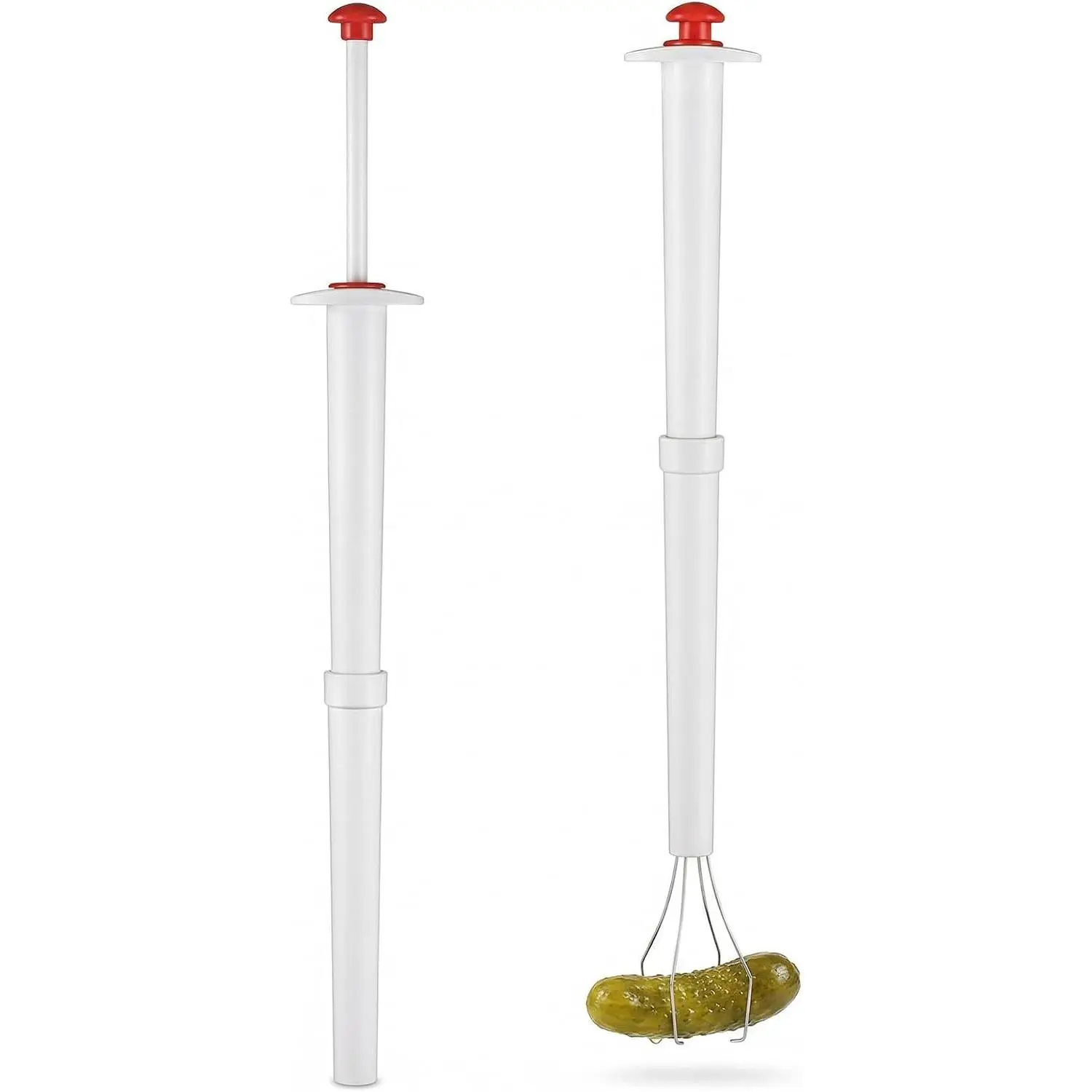 2 count Pickle Grabber Tool, Stainless Steel Pickle Tool White Pickle Pincher for Jarred Olive Pepper Grabber Cucumber Pickles
