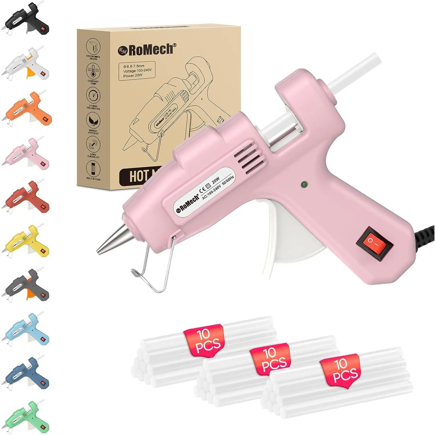 20W Mini Hot Glue Gun with 30 Glue Sticks Set, Fast Preheating Hot Glue Gun Kit Heavy Duty Gluegun for Craft, DIY, Repairs (Pink)