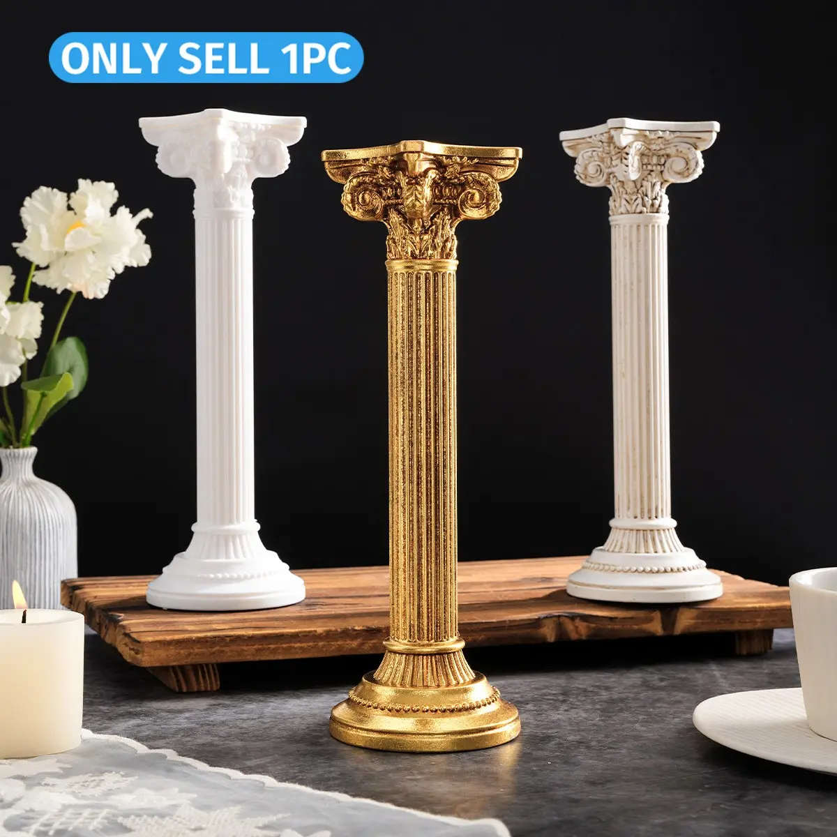 European Vintage Roman Column Candle Holder, Collins Pillar Decor, Table Centerpiece, Wedding Anniversary Candle Base, Romantic Photography Prop, Vintage Candle Stand, Home Decor, Candle Holders For Table Centerpiece
