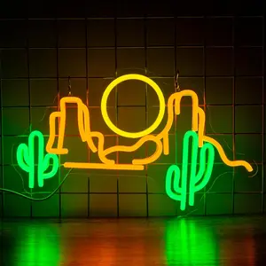 Cactus Mountain Neon Sign, Sunset Neon Signs for Wall Decor, Dimmable Led Signs for Bedroom,  Landscape Light Up Signs for Bar  Room Man Cave  Room Gaming Wall Birthday