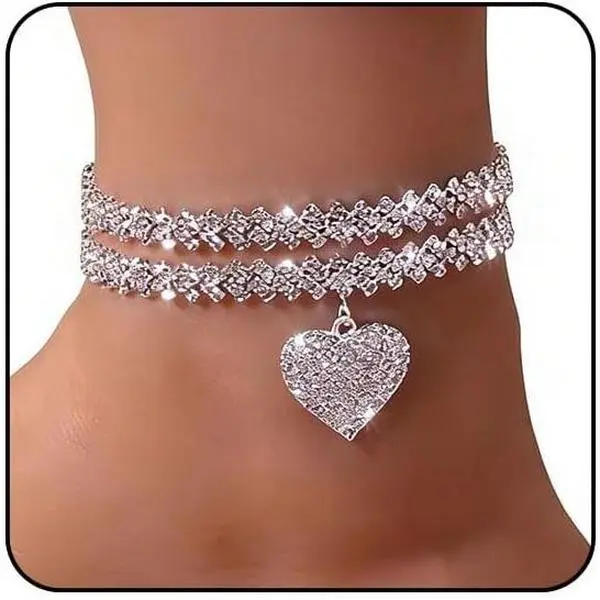 Sora Tuki Ankle Bracelets for Women Waterproof Butterfly Heart Cross Anklets for Women Tennis Rhinestone Anklet Bracelet Large Plus Size Anklets Big Ankle Beach Summer Foot Jewelry