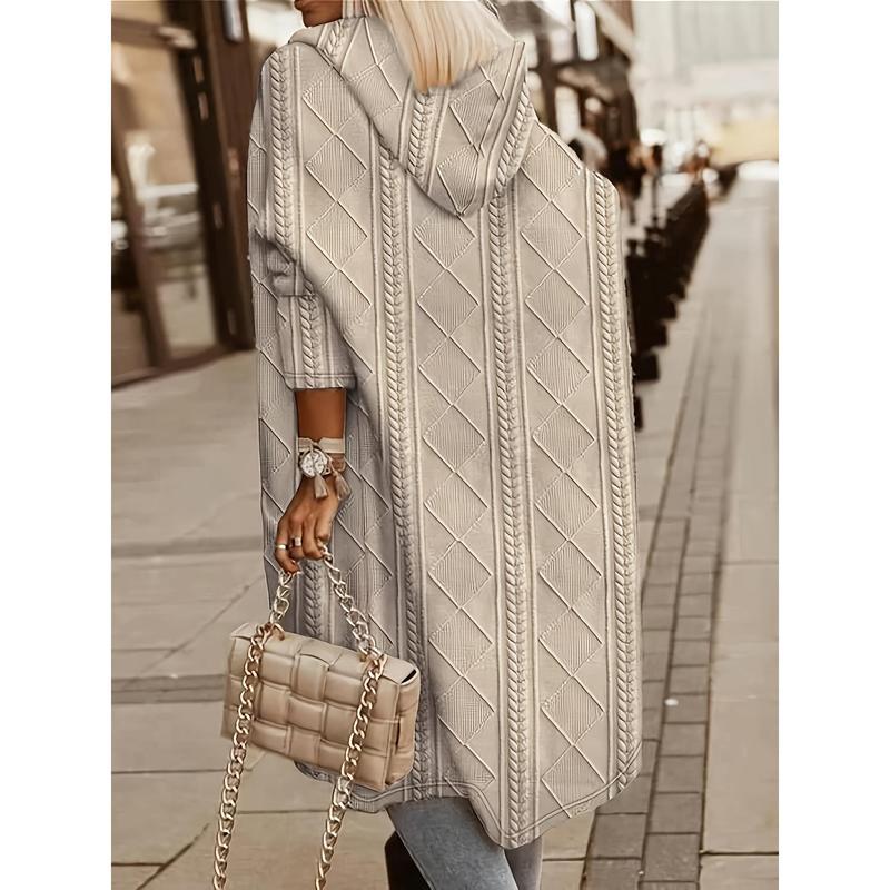 Women's Long Hooded Cardigan with Pockets Long Hooded Cardigan Women's Coat Womenswear Knitwear