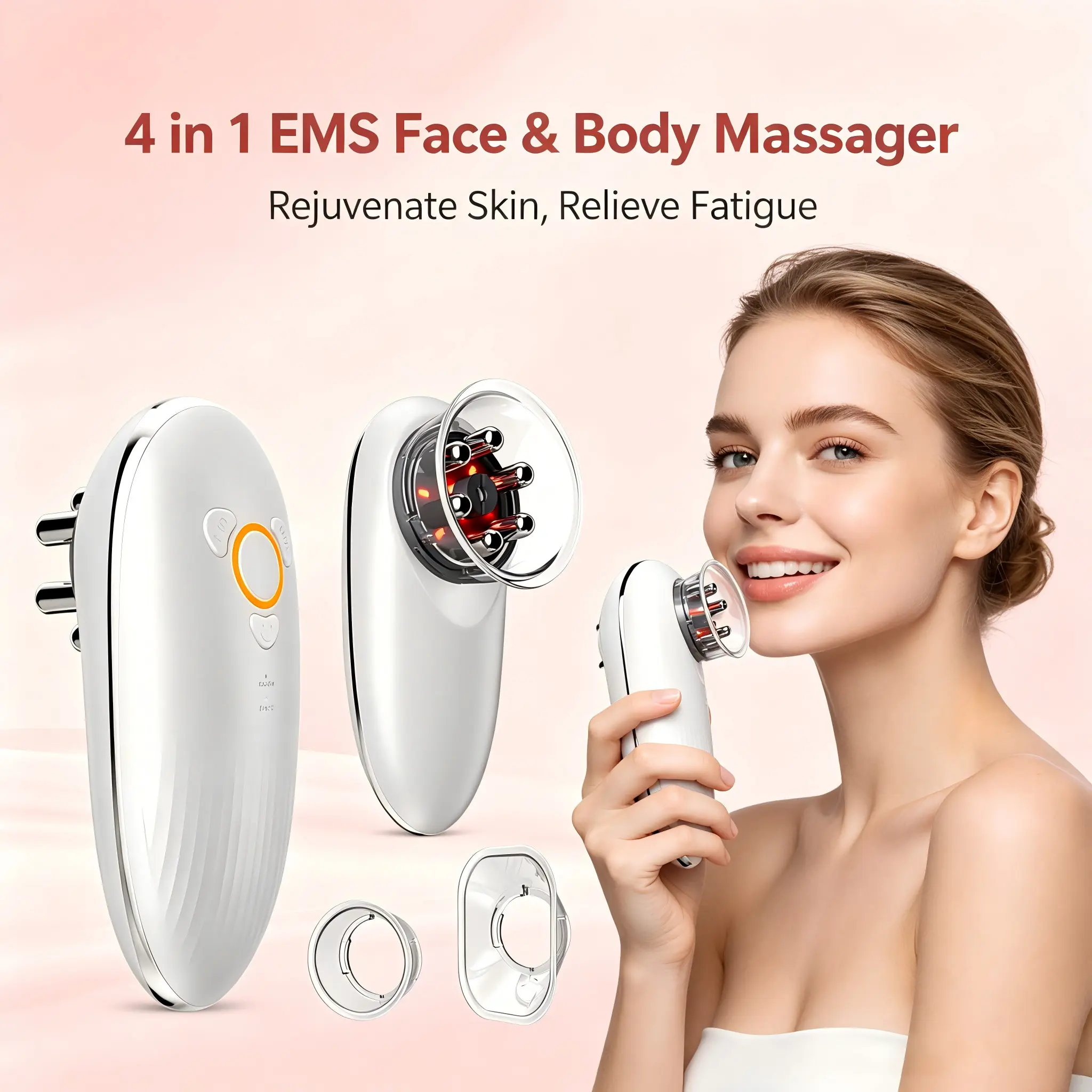 4-In-1 EMS Facial Body Massager, Body Care Machine, Wireless Microcurrent Cupping Vibration Device, Rechargeable Portable Design, Home Spa Experience
