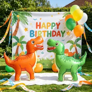 2pcs Standing Dinosaur Balloons, Birthday Party Atmosphere Decor, Event Gift Props, Indoor Outdoor Room Decoration