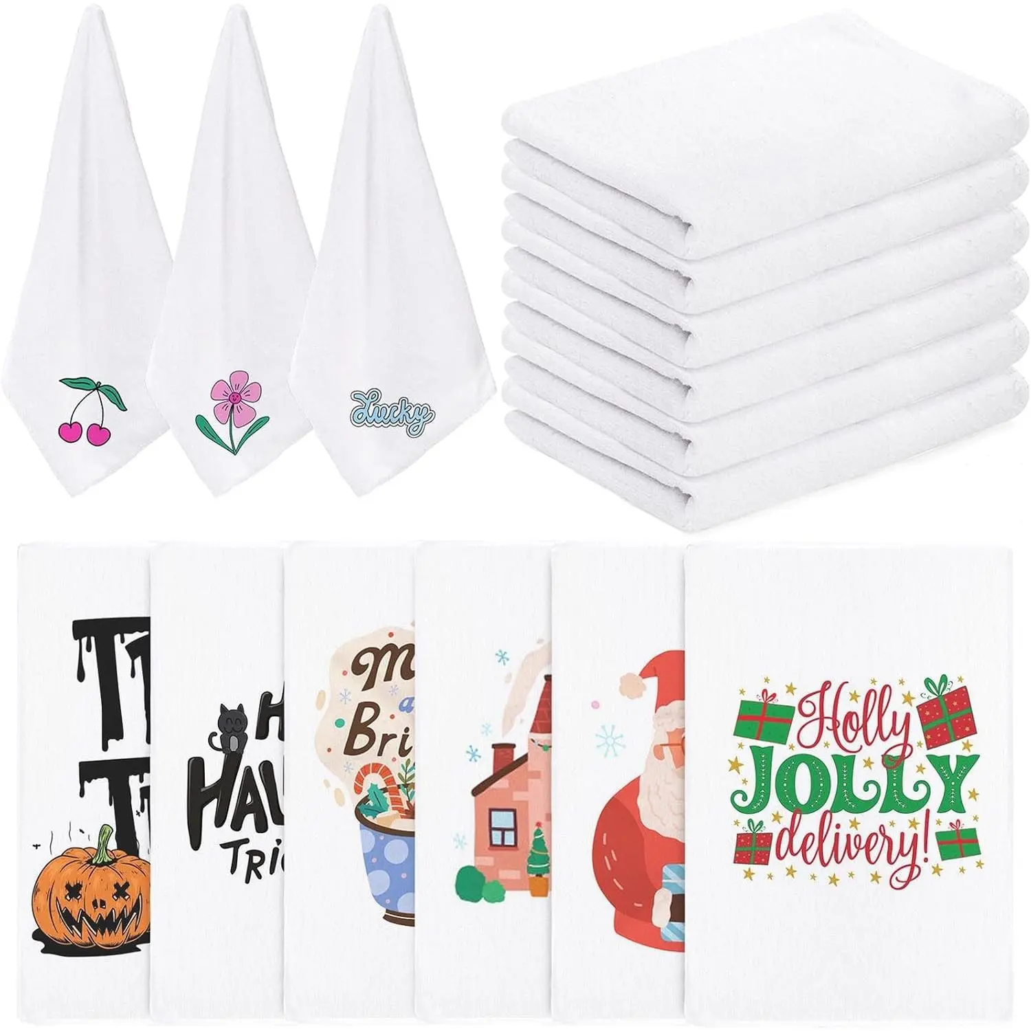 15 Pack Sublimation Blank Towels, 16 x 24 Inch DIY Microfiber Kitchen Towel, White Soft Bathroom Towels, Easy to Clean Multi Purpose Dish Towel for Cleaning and Decoration
