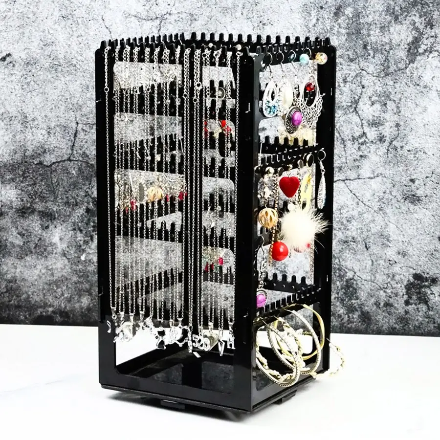 Rotating Jewelry Display Rack, Ear Cuffs Earrings Storage Stand, Portable Jewelry Box, Home Necklace Holder, Convenient Organizer