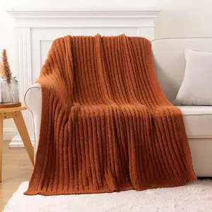 Soft Throw Blanket for Couch, Knit Fuzzy Plush Caramel Throw Blankets, Cozy Warm Lightweight Blanket for Bed, Sofa, Fall  Decor, 50"x60"
