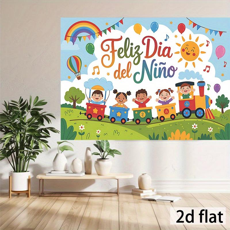 Party Banner 1pc, Happy Children's Day! Landscape Background, Background Fabric, Traditional Decoration, Classroom and Office Banners, Holiday Decoration Photo Banners