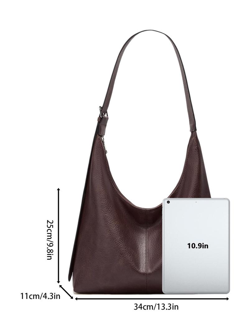 Women's Solid Color PU Leather Shoulder Bag, Simple Large-Capacity Crossbody Bag, Trendy High-quality Daily Commuting Bag, Girl Fashionable Shopping Bag