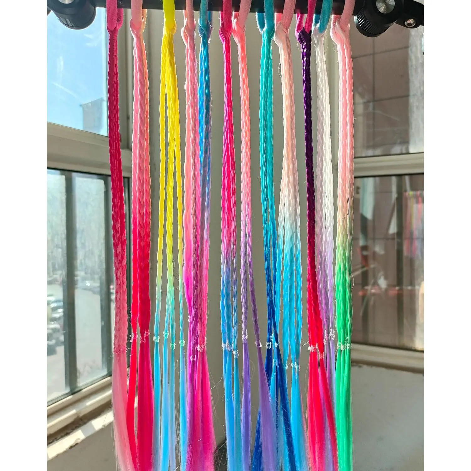 Crazy Hair Day Accessories for Women, Colorful Hair Extensions for Braids Festival Softball Day, Tie in Braided Mini Braids for Fun 12 Colors
