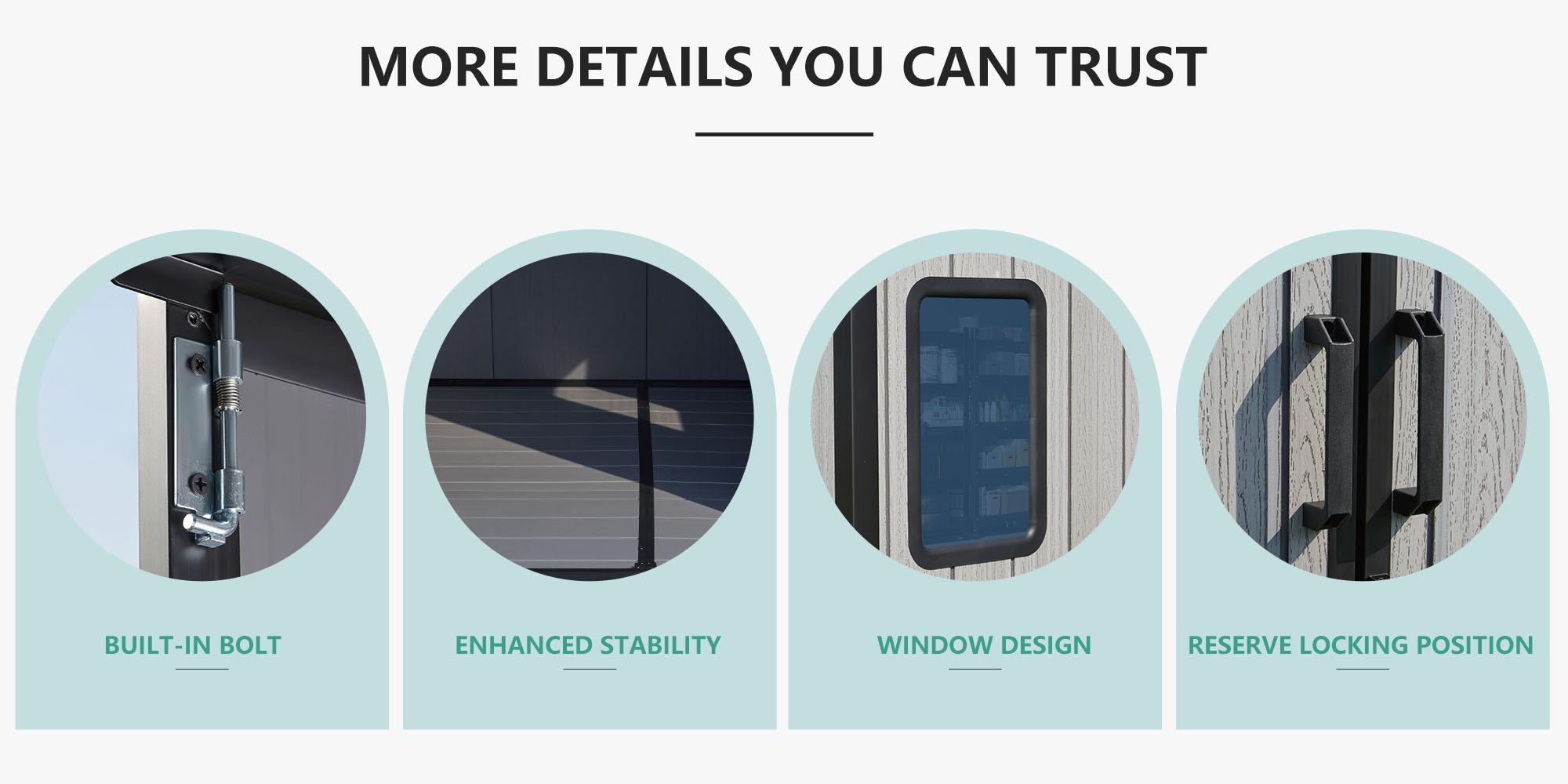 8x6 FT Resin Outdoor Storage Shed with Floor, Durable Plastic Garden Shed for Patio Furniture, Tools & Equipment, Gray