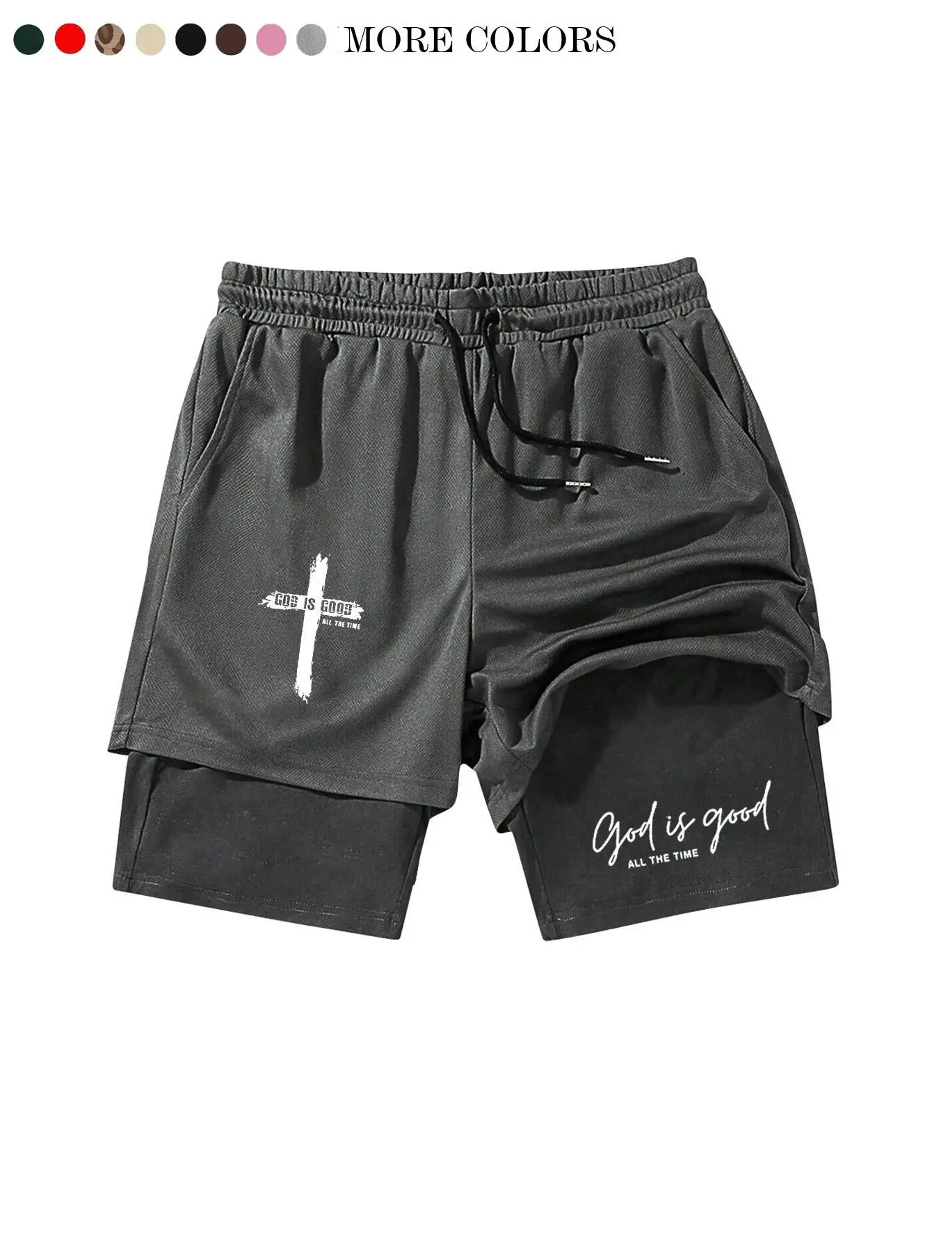 God Is Good Print Teen Boy Shorts, Loose-Fit Casual Mesh Pants, Drawstring Waist, Spring Summer Fashion, Couples Wear, Breathable Loose Shorts, Breathable Printed Shorts
