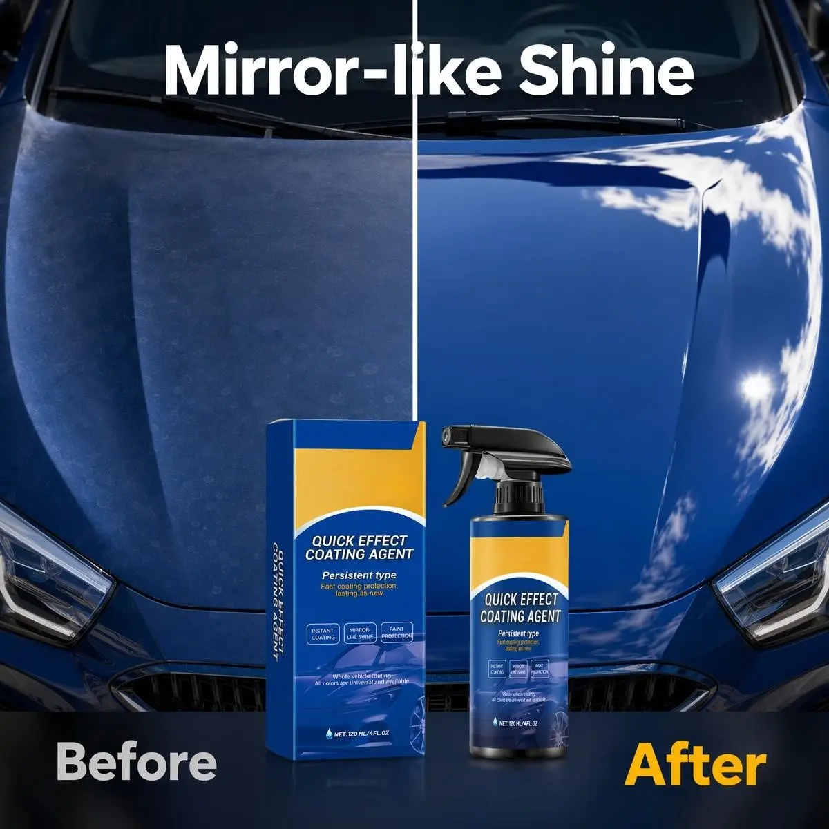 Car Paint Care Spray, Full Color Body Mirror Brightening, Waterproof Dustproof Protection, Home Use Car Wash, Long-Lasting Coating, 120ML