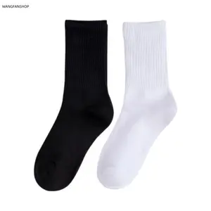 Unisex 5 Pack Plain Cotton Blend Crew Socks for Men Women, Cushioned Footbed Moisture Wicking Breathable Socks, Reinforced Heel Toe Durable Multipack for Daily Athletic Casual All Day Wear