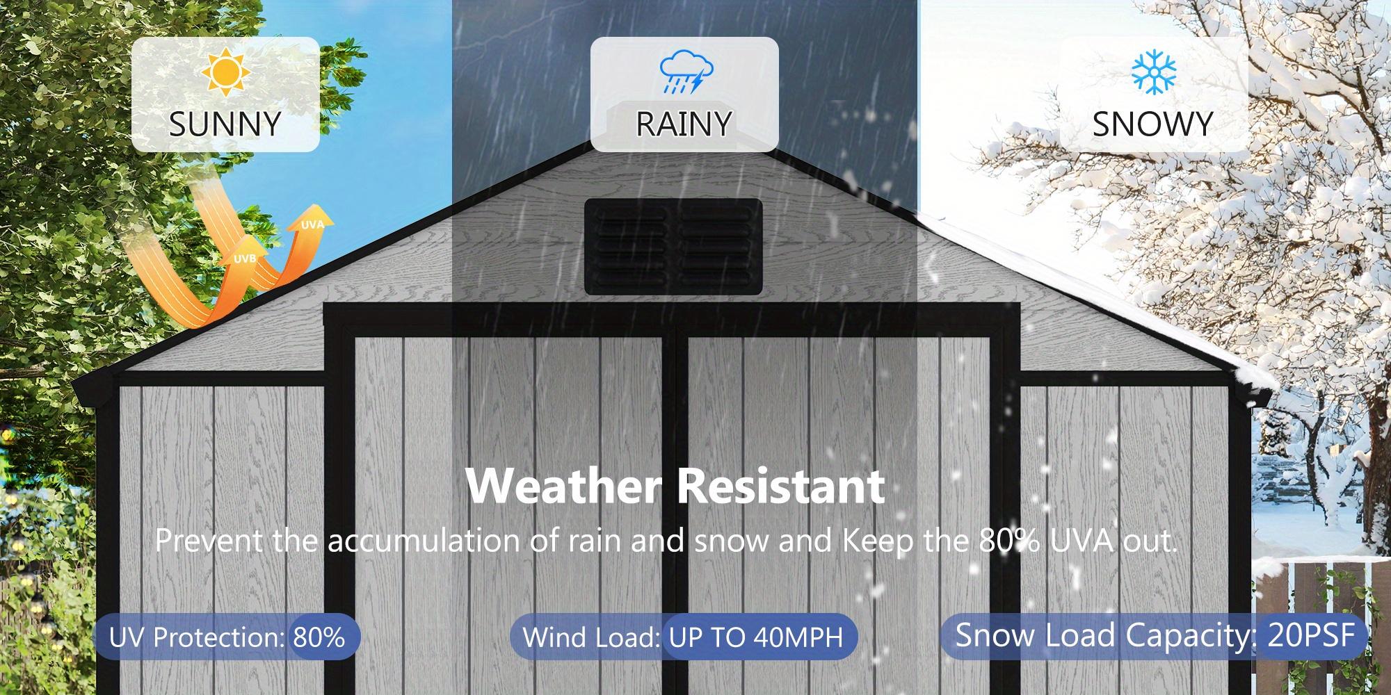 8x6 FT Resin Outdoor Storage Shed with Floor, Durable Plastic Garden Shed for Patio Furniture, Tools & Equipment, Gray